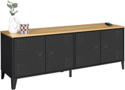 Credenza bassa ESTER 140 cm con 4 ante in metallo nero e piano in legno dal design industriale
