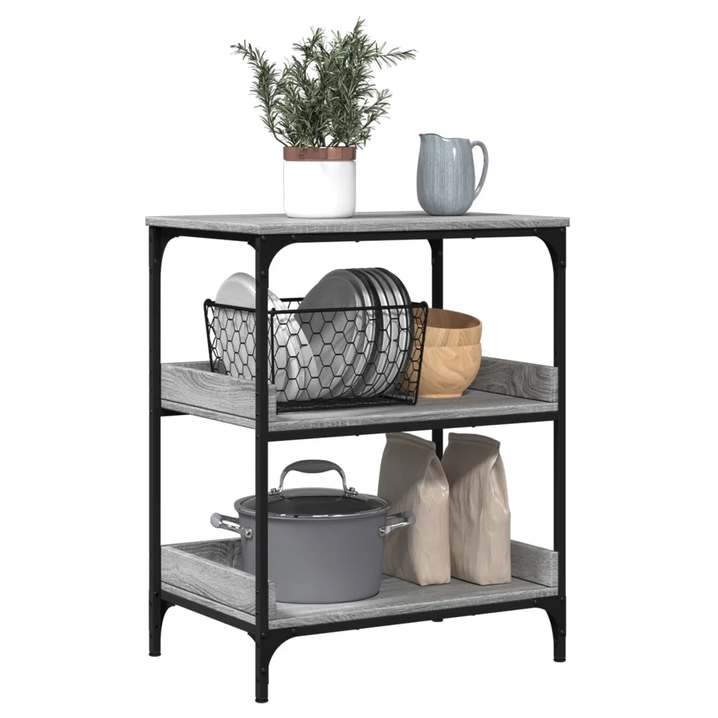 Carrello da Cucina-Scaffale per Cucina Grigio Sonoma 60x41x80,5cm Legno Multistrato