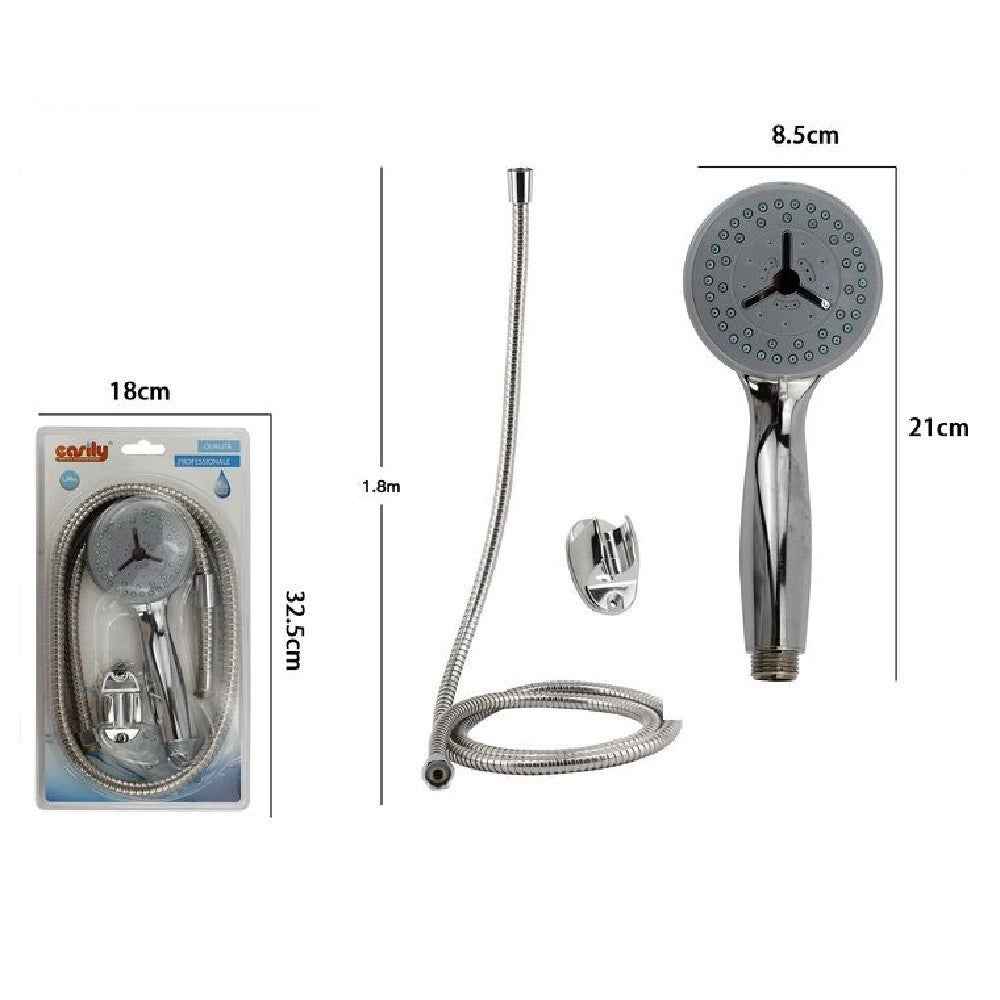 Trade Shop - Kit Doccetta Doccino Soffione Doccia Tondo Con Laccio 1,8mt Staffa 69294 Bagno -