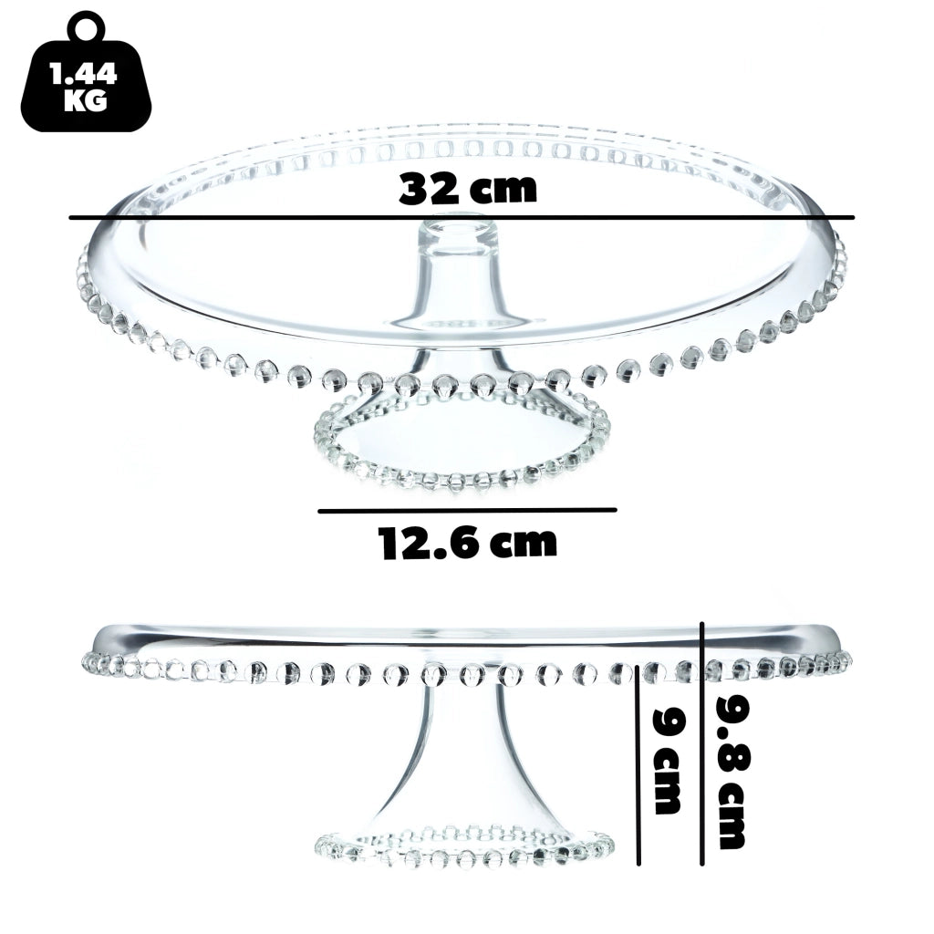Alzata per torte KADAX, piatto da frutta in vetro con supporto, 32 cm
