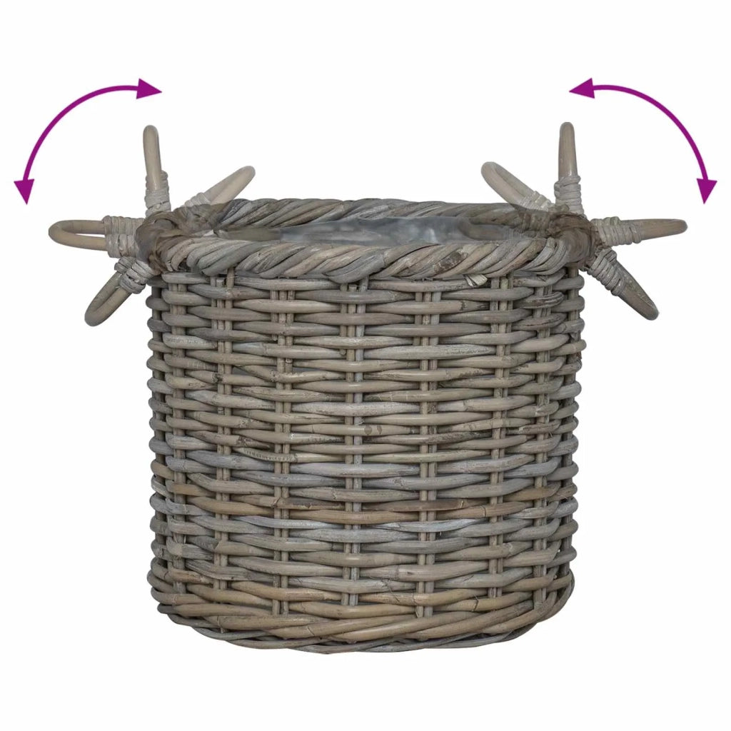 Cesto per Piante 3 pcs Grigio Kubu Rattan Kubu