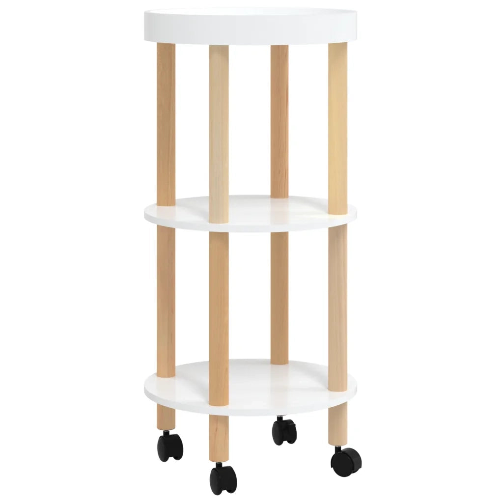 Carrello 3 Ripiani Bianco 38x38x82 cm Legno Multistrato e Pino 345600