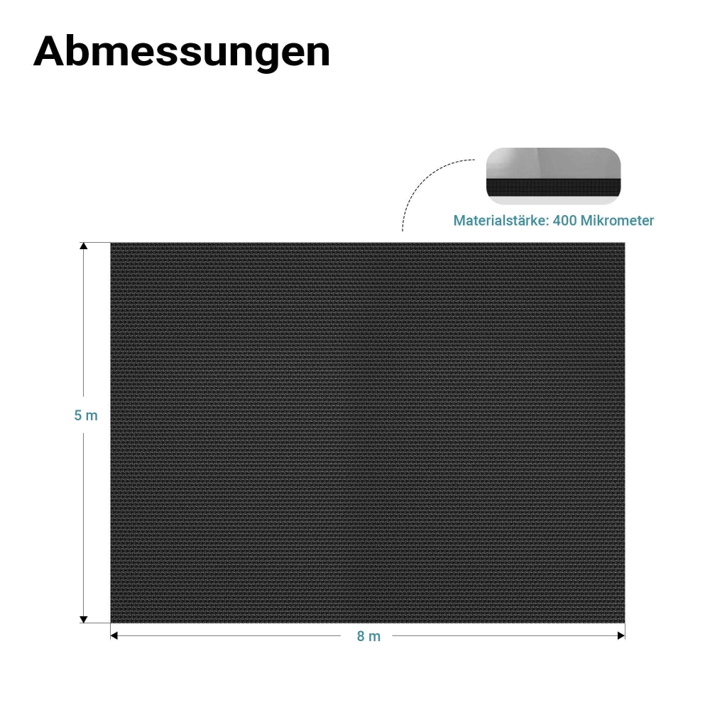 Copertura a bolle d'aria per piscina rettangolare 5x8m nero Protezione isotermica