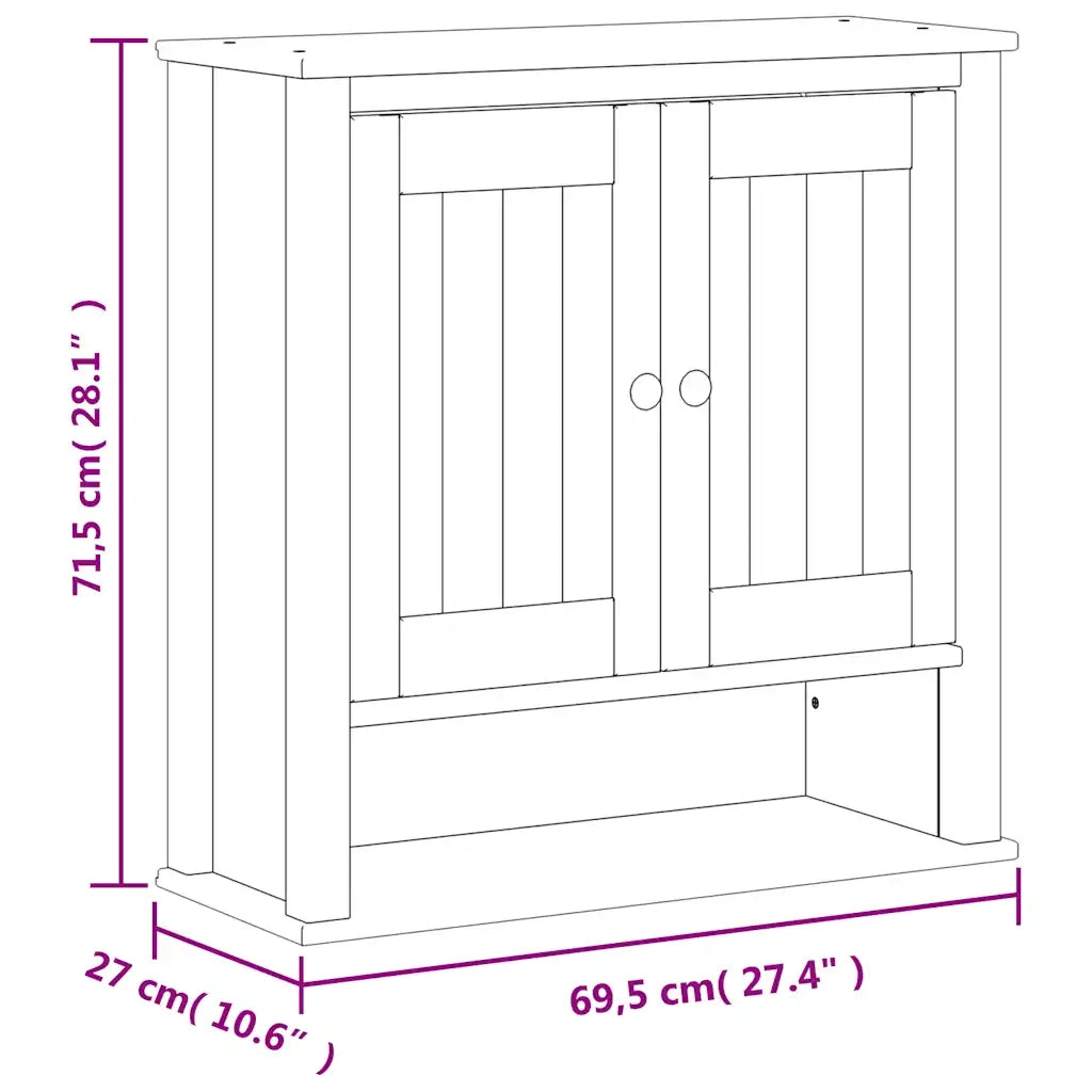 vidaXL Mobile da Bagno a Muro BERG Nero 69,5x27x71,5cm Legno Massello