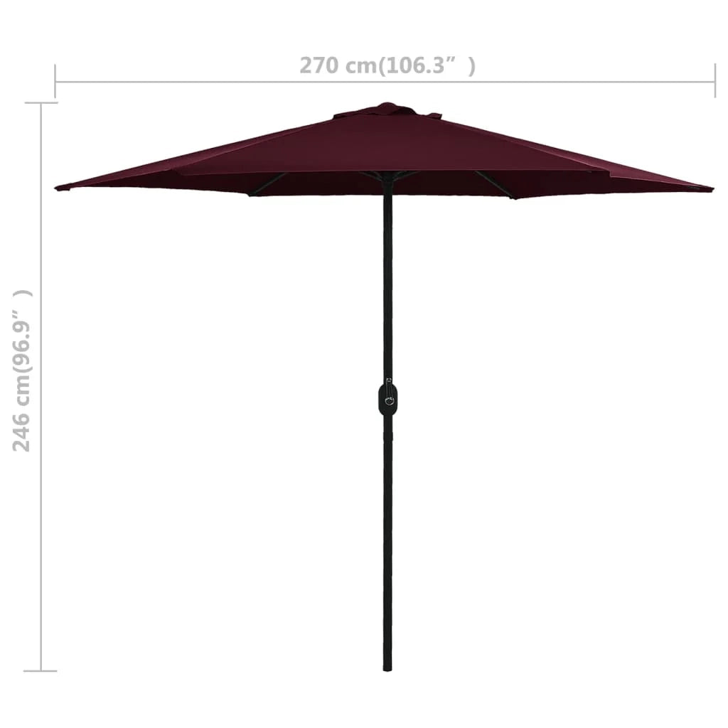 Ombrellone da esterno e palo in alluminio 270 x 246 cm bordeaux 02_0008288