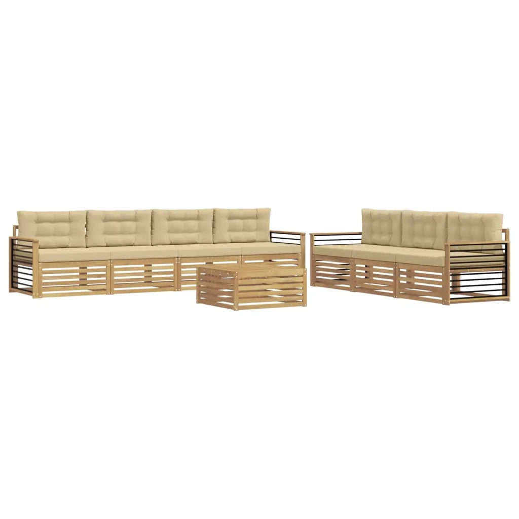 Set di divani da esterno 8 pcs Bianco e Beige 79 x 79 x 37 cm