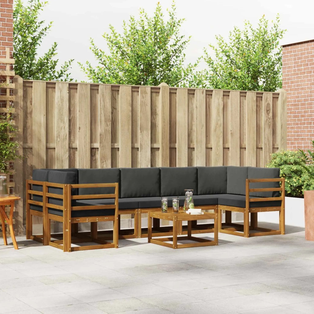 Set di divani da esterno con cuscino 8 pcs Naturale e Antracite