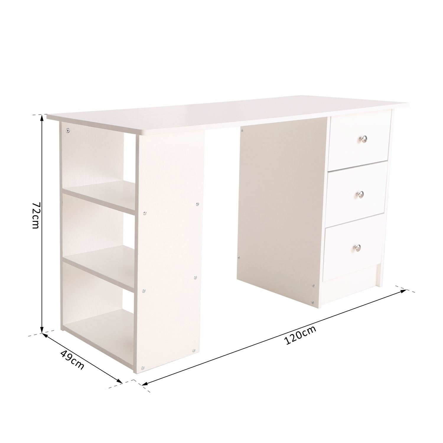 Scrivania con Cassetti e Ripiani Portaoggetti Bianco 120x49x72 cm