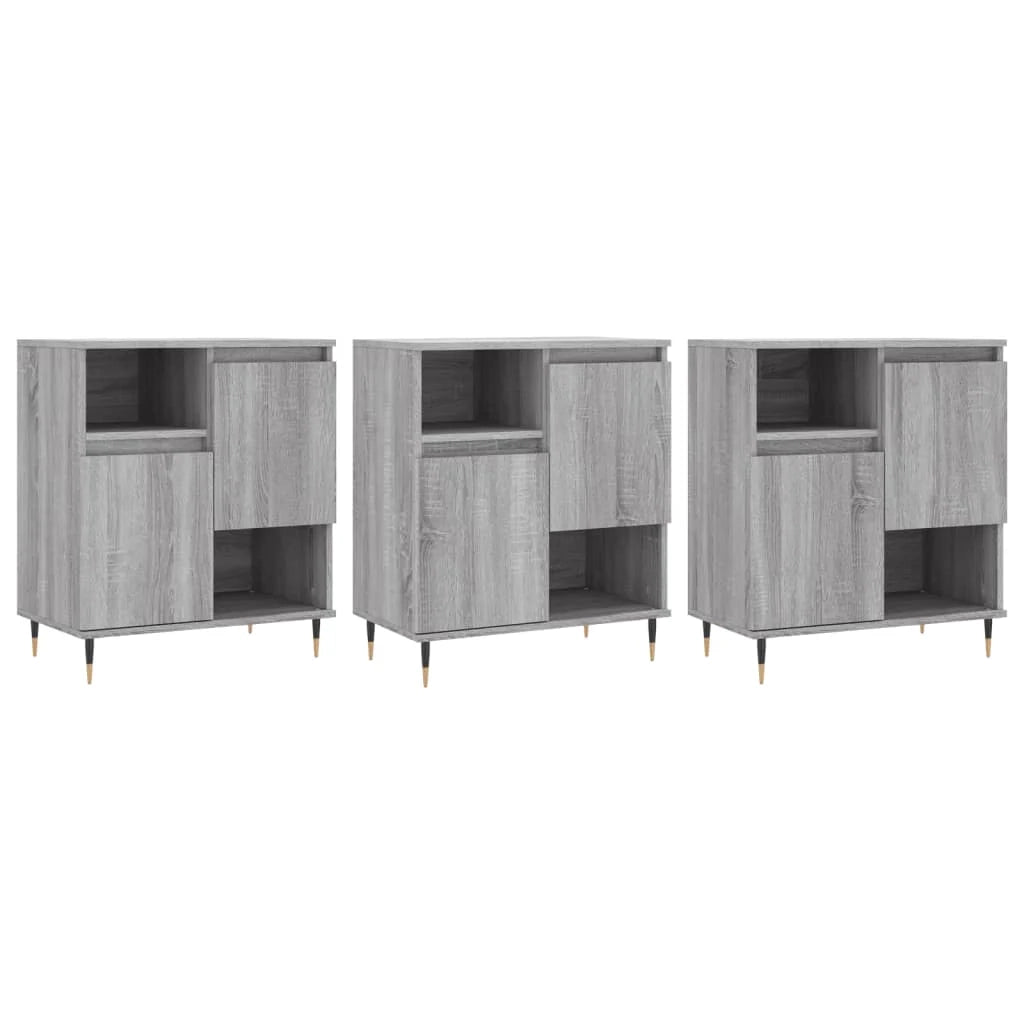 Buffet credenza cassettiera armadio mobile contenitore organizer per cucina soggiorno salotti 3 pezzi legno ingegnerizzato Sonoma grigio 02_0037190