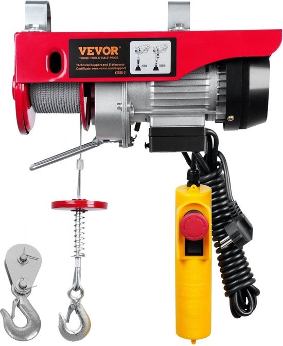 Lier elettrico per carichi da 125 kg a 250 kg altezza di sollevamento 12 m motore a cavo di trazione 510 W asse in rame velocità di sollevamento 10 m/min cavo con filo di trazione