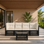 Set Divano da Giardino 5 pz Nero polyrattan 3434131