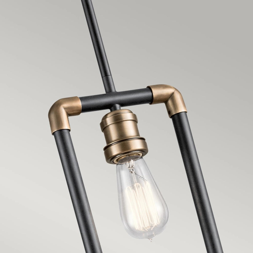 Lampada a sospensione industriale nera ottone Imahn Kichler