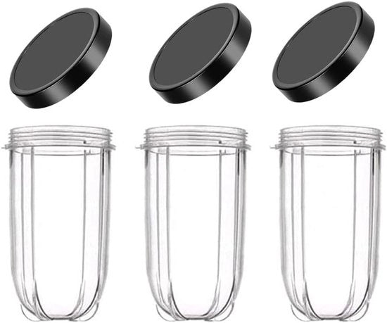 Set di 3 bicchieri sostitutivi per Blender Juicer, 16 oz ciascuno con coperchio, compatibile con Blender 250W.
