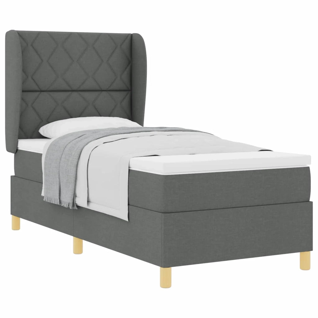 Letto a molle con testiera Grigio scuro 190 x 90 cm Tessuto 3340789