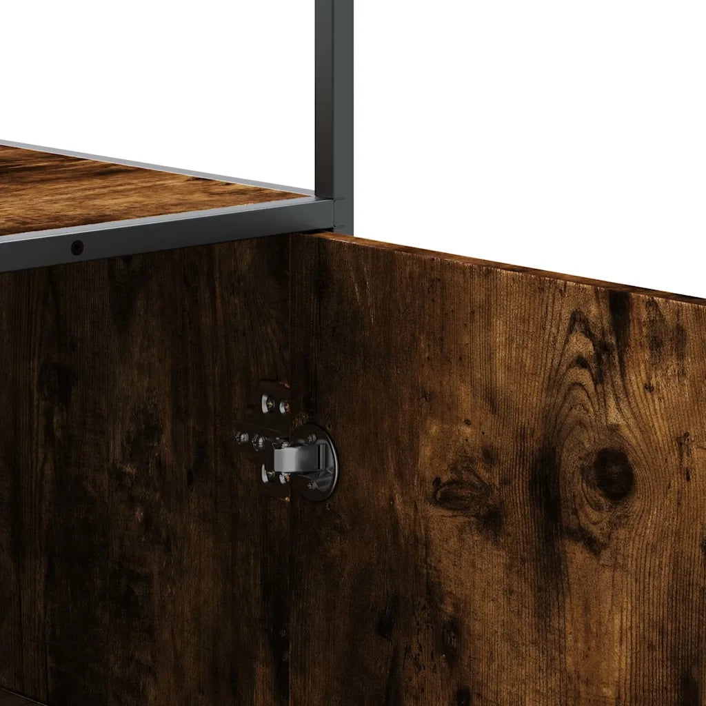 Credenza Rovere Fumo 68x35x139 cm Legno Multistrato Metallo 849041
