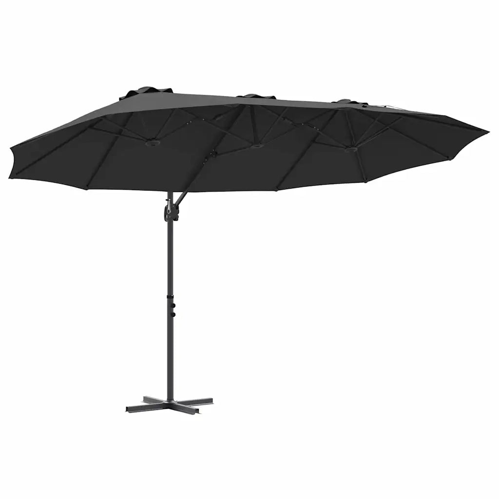 Ombrellone Nero 372 x 198 x 243 cm Poliestere e Alluminio 42003379