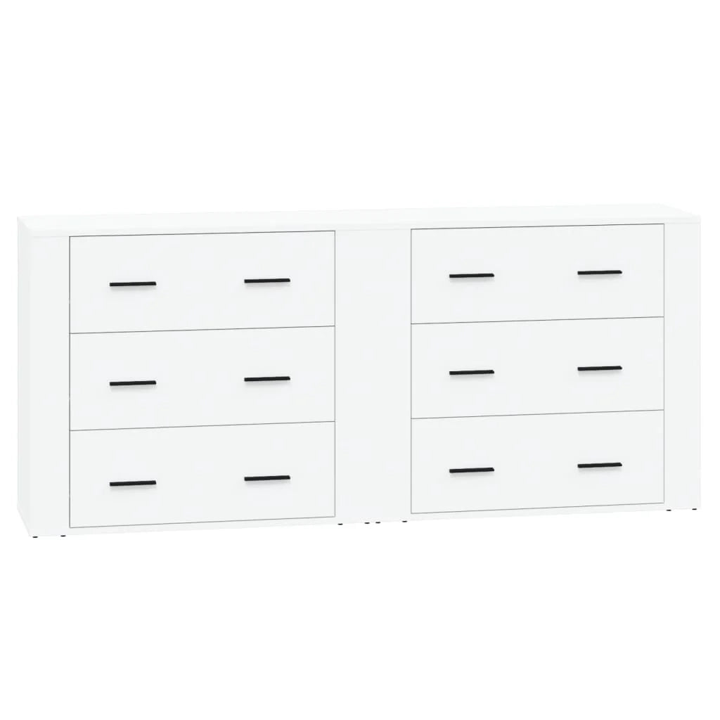 Buffet credenza cassettiera armadio mobile contenitore organizer cucina soggiorno salotti set da 2 legno ingegnerizzato bianco 02_0036687