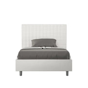 Letto imbottito 1 piazza e mezza 120x200 cm Sunny - Bianco,Similpelle,Con rete