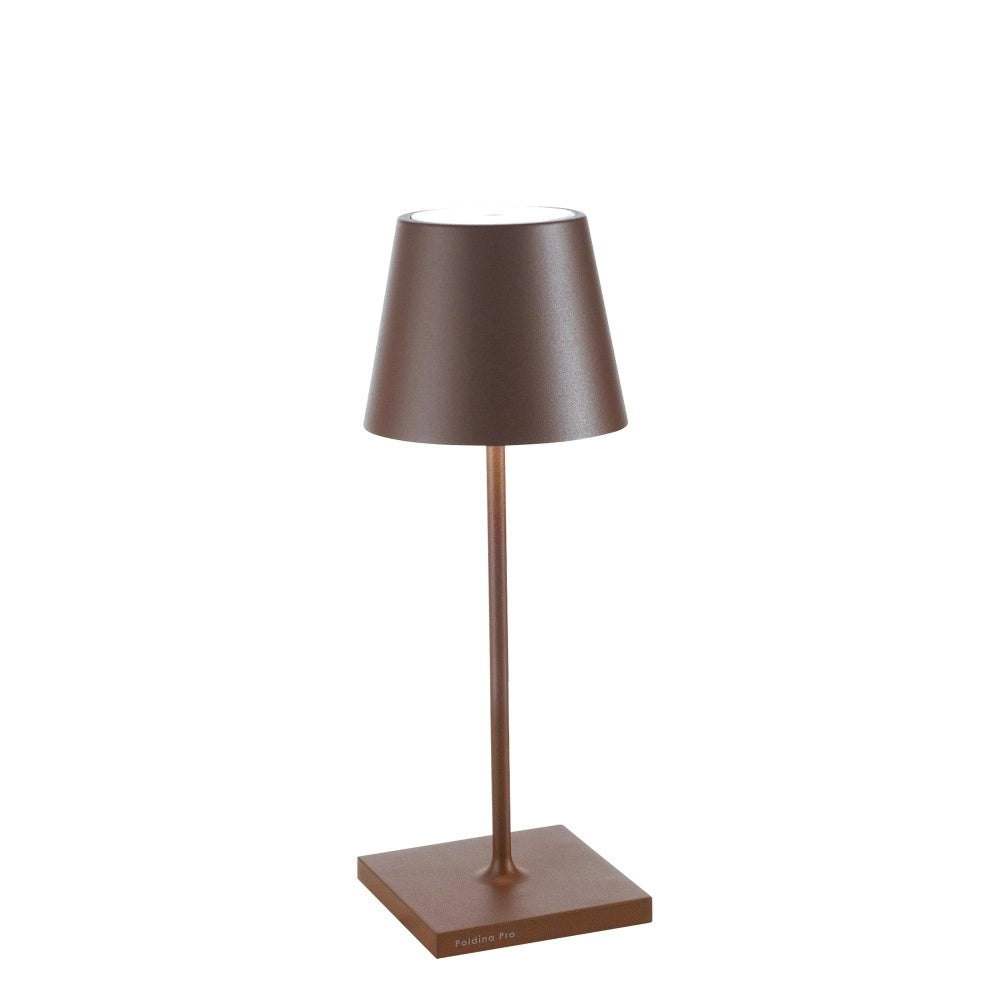 Lampada a led da tavolo Poldina Pro Mini Corten ricaricabile e dimmerabile con batteria fino a 12 ore