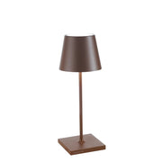 Lampada a led da tavolo Poldina Pro Mini Corten ricaricabile e dimmerabile con batteria fino a 12 ore