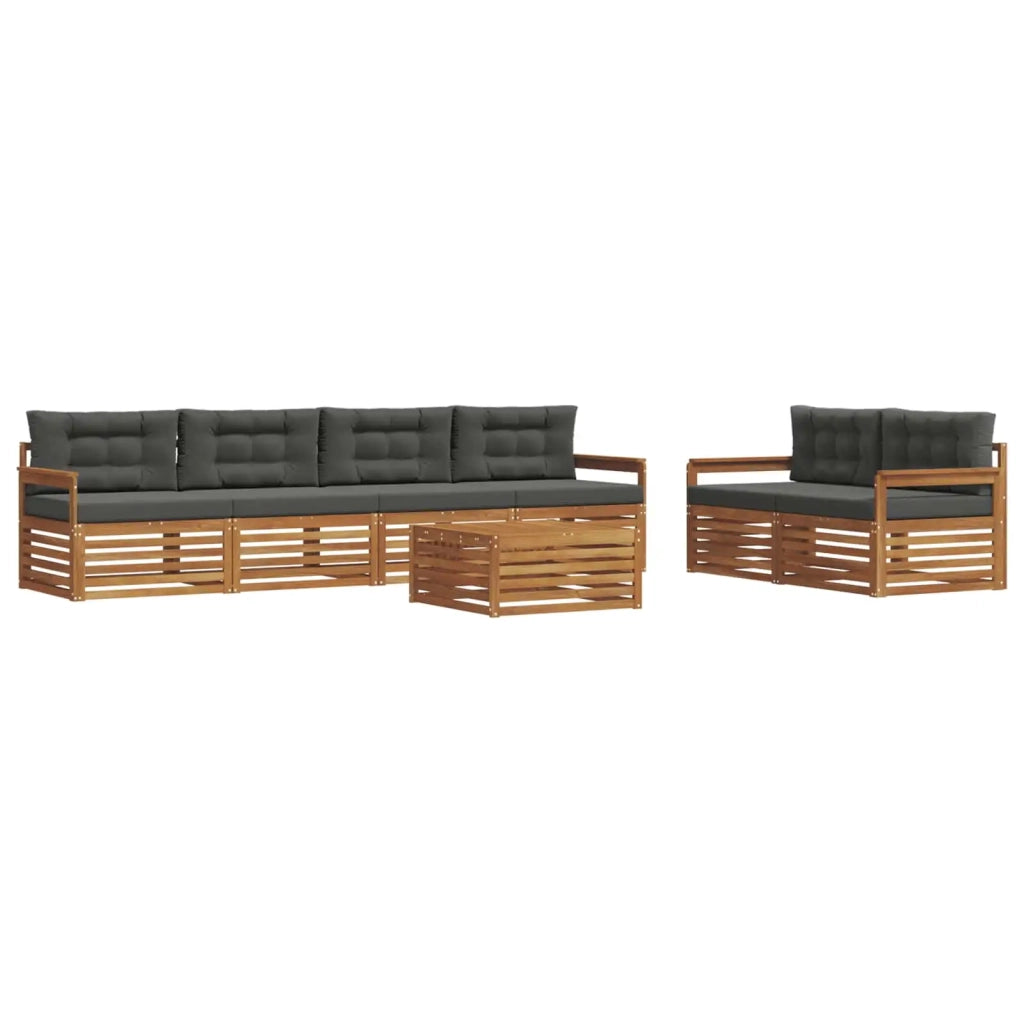 Set di divani da esterno con cuscino 7 pcs Naturale e Antracite 3373047