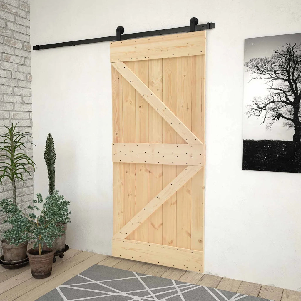 Porta scorrevole Naturale e Nero 90 x 210 cm 3444862