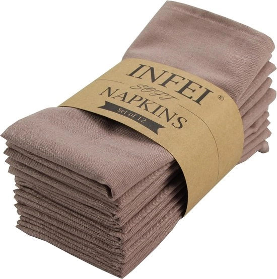 Lino soffice misto per tovaglie da tavola e serviette, 12 pezzi (40 x 40 cm), per eventi e uso domestico (tela rossiccia)