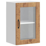 Pensile da cucina dal design moderno 40 x 31 x 60 cm con anta in vetro funzione decorativa in legno anticato 02_0050320