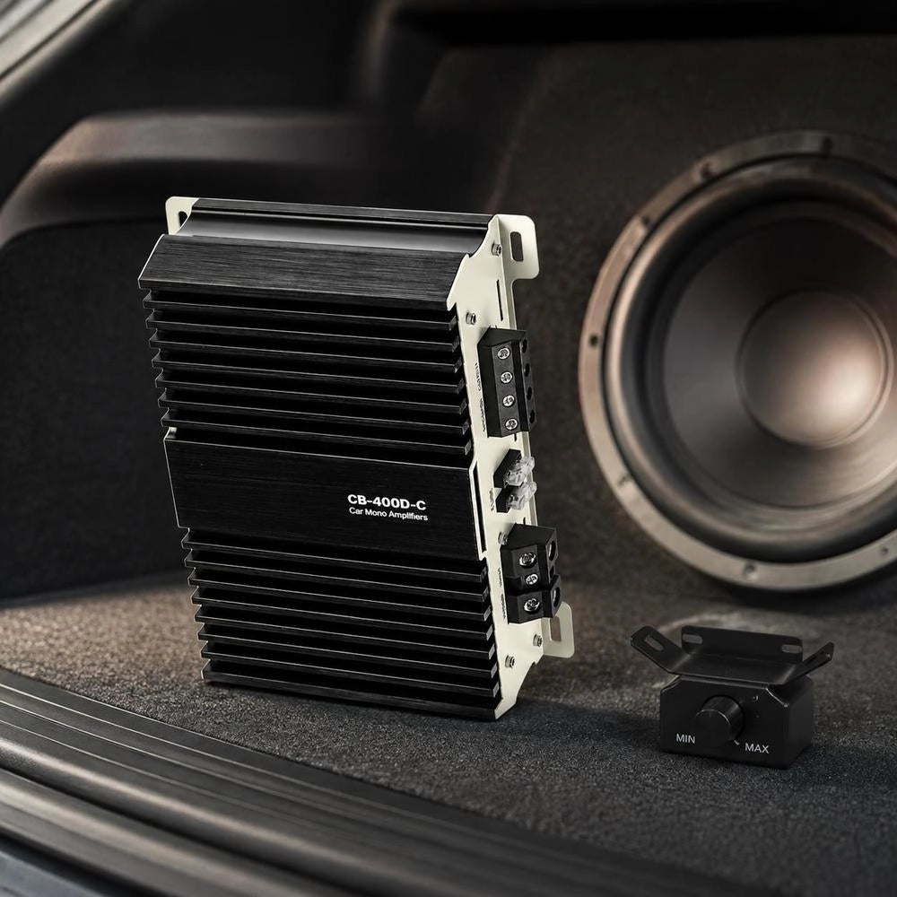 Monoblock Car Amplifier, 400W RMS MAX, 1/2/4 Ohm Stable, 1-Channel Class D Car Audio Amplifier With Remote Subwoofer Level Control, Low Pass Filter, Bass Boost & Phase Shift, Volume Controller