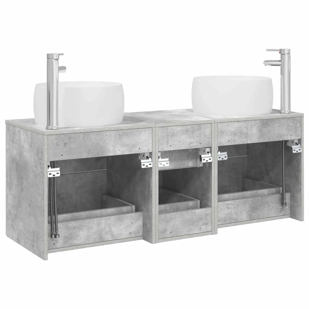 Set di mobili per il bagno 3 pz Grigio Cemento 3405934