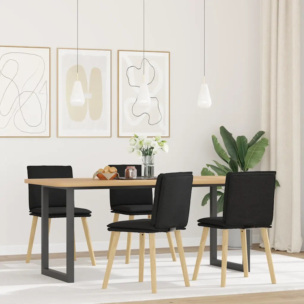 Sedie da Pranzo 4 pz | Sedie da cucina Nere in Tessuto