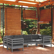 Set di mobili da giardino 6 pezzi e cuscini, mobili da giardino, set da giardino, set da giardino, divano da giardino in terrazza, legno di pino grigio