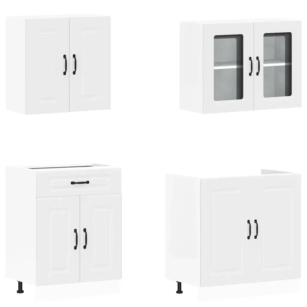 Set Mobili da Cucina 4 pz Kalmar Bianchi Legno Multistrato