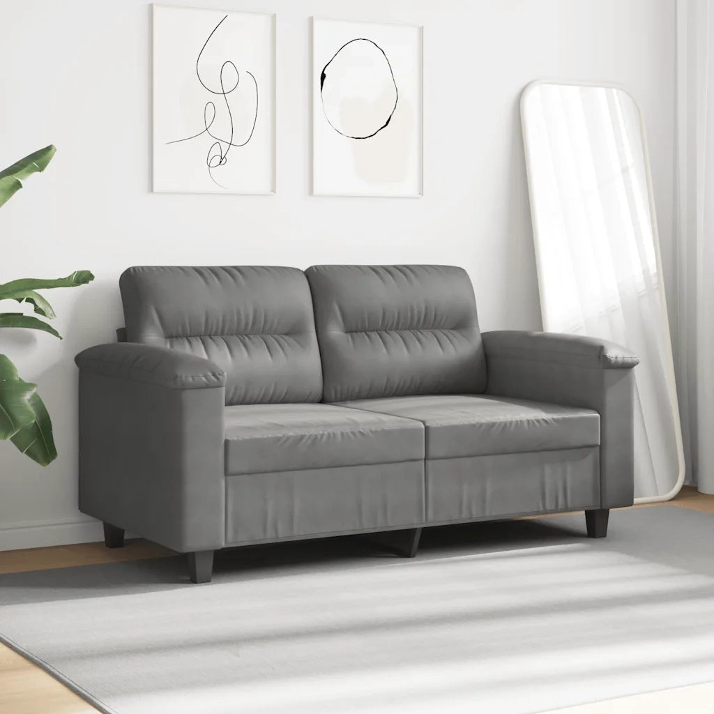 Divano a 2 Posti Grigio Scuro 120 cm in Tessuto Microfibra
