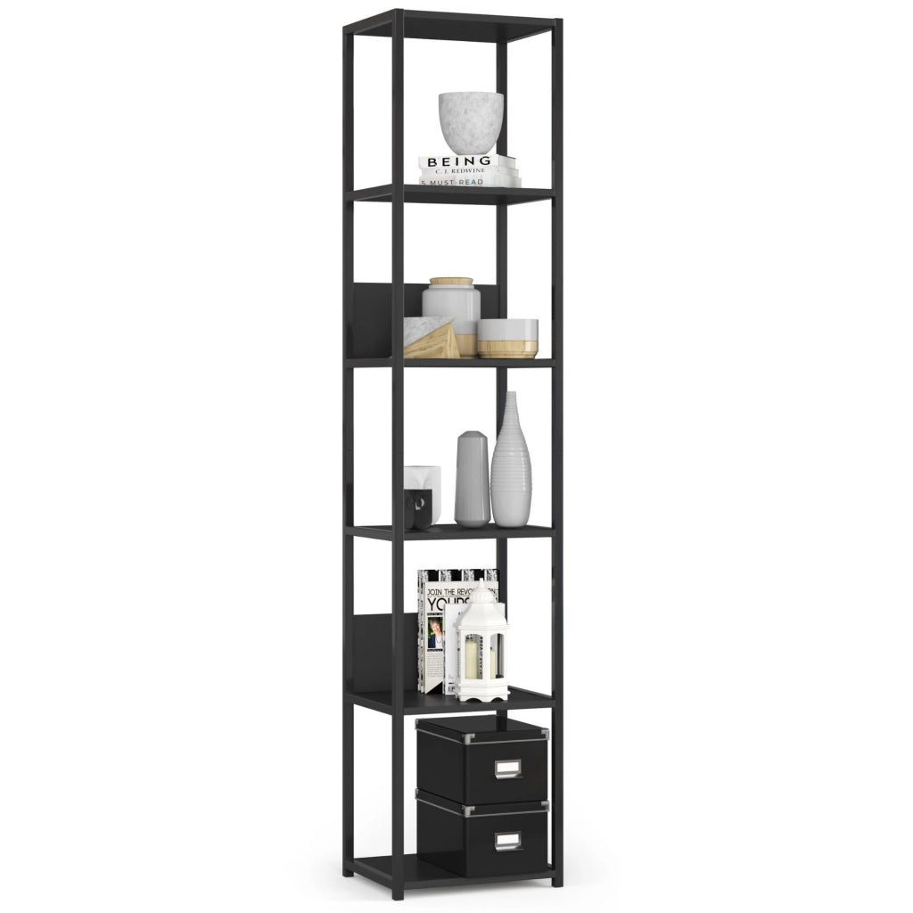 Scaffale stilo loft con ripiani in legno 40 cm Nera 40 cm 40x32x192 cm