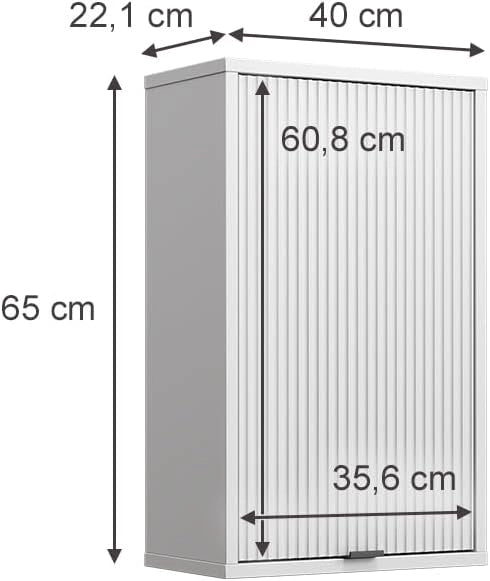 Bagno Eliza, Bianco, 40 x 65 cm con una porta, adatto per l'installazione a parete per riporre accessori da bagno