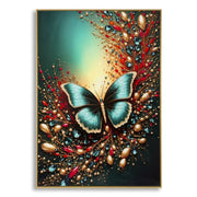 Stampa Decorata Su Tela Laccata Con Cornice Butterly -b- cm 70x4x100