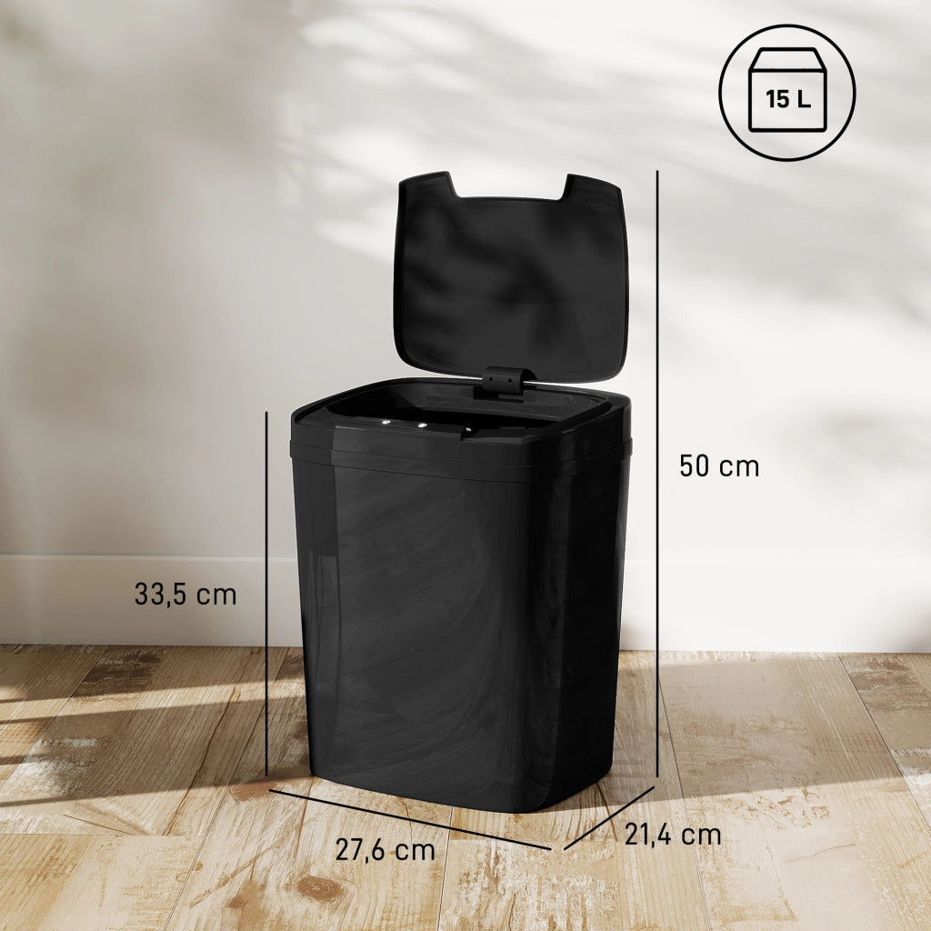 Cestino per Rifiuti Automatico 15 Litri con Sensore ¨C zephmum ¨C Nero