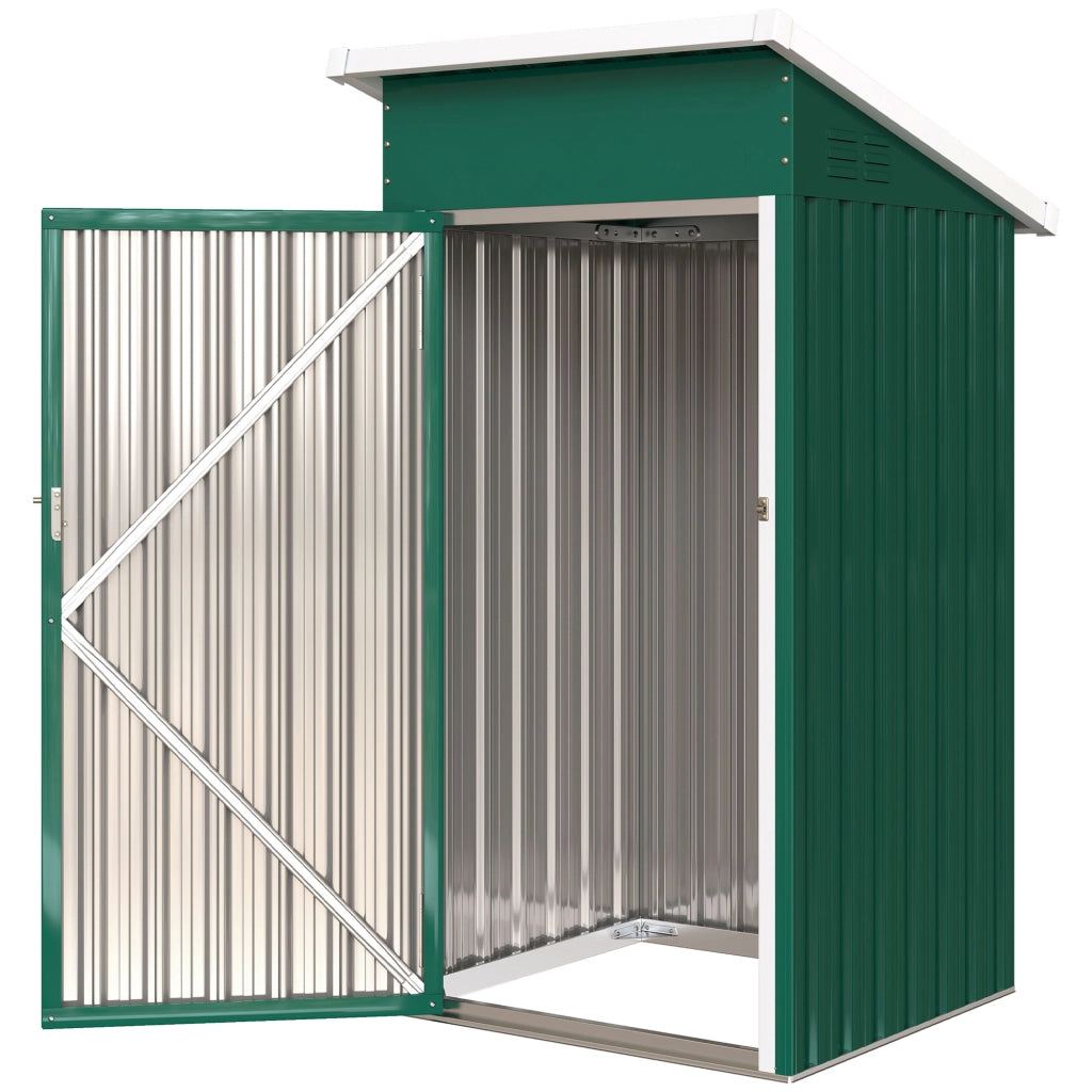 Casetta da Giardino in Metallo ¨C Xylo ¨C 107,5x91x185 cm Verde con Tetto Inclinato
