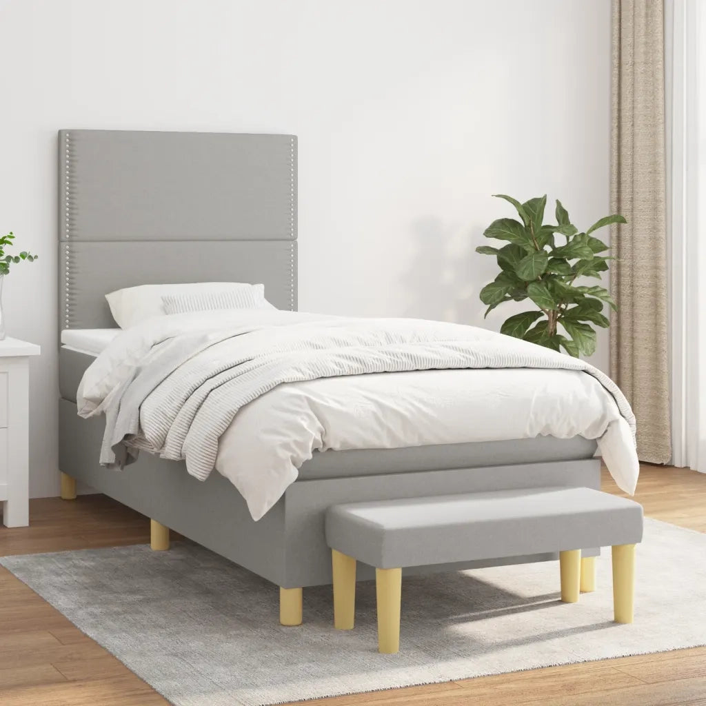 Giroletto a Molle con Materasso Grigio Chiaro 90x190 cm Tessuto 3137037