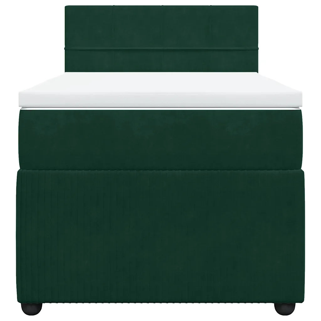 Giroletto a Molle con Materasso Verde Scuro 90x190 cm Velluto