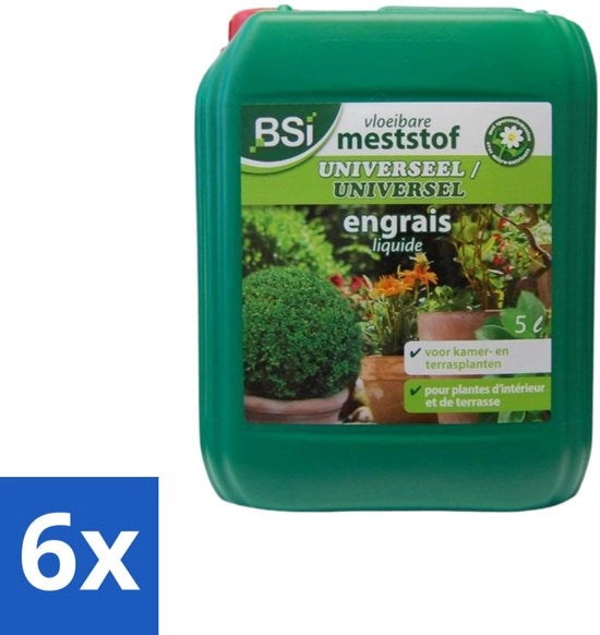 Mest universale liquida - Crescita equilibrata e piante forti - 5 L - Pacchetto economico - 6 pezzi