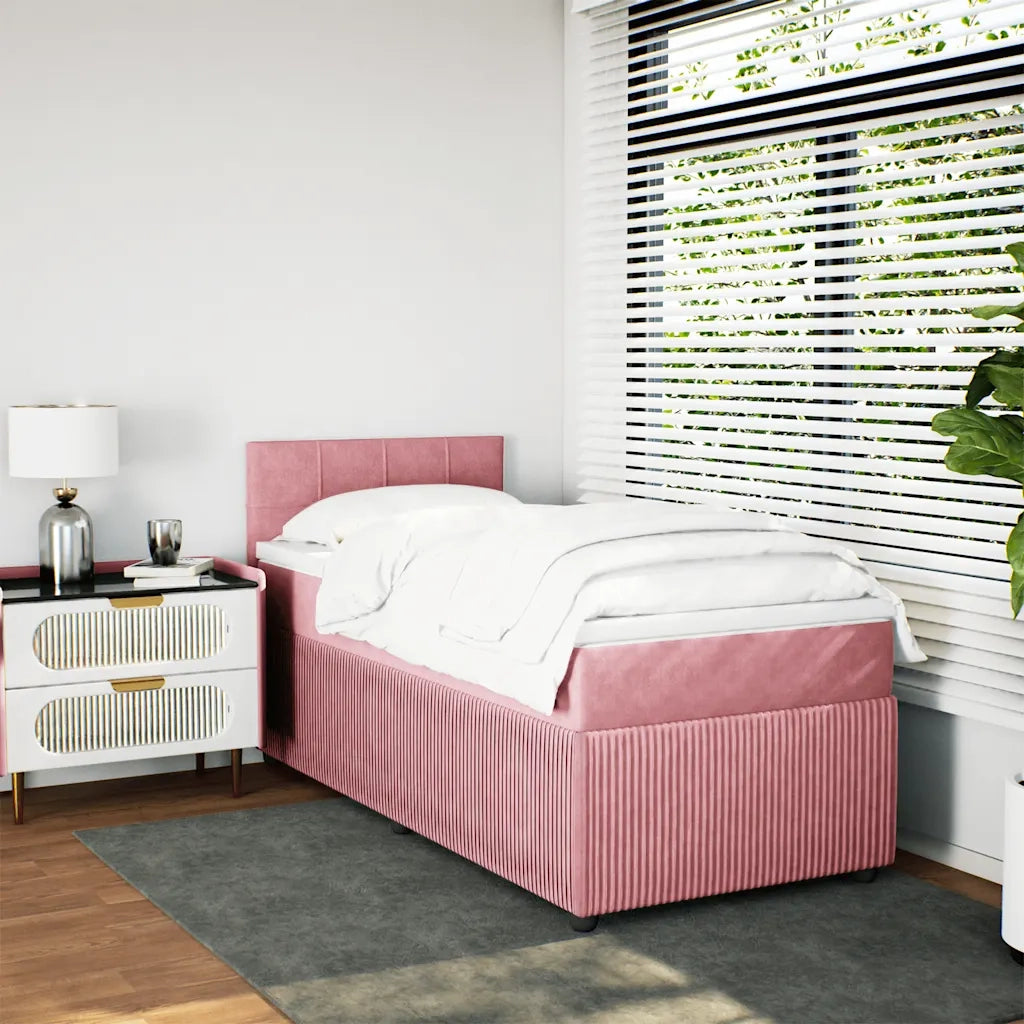 Giroletto a Molle con Materasso Rosa 90x200 cm in Velluto 3289955