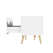 Mobile TV con LED Bluetooth; Frontali in Vetro; Piedini in Metallo Dorato e 2 Passacavi; in MDF; Bianco; 180??40??50 cm
