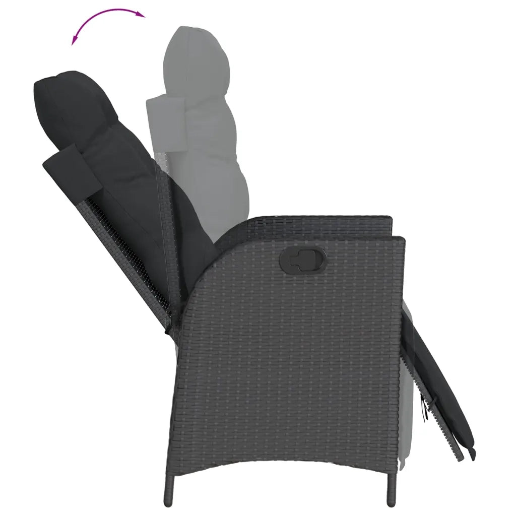 vidaXL Set da Pranzo da Giardino 5 pz Nero con Cuscini in Polyrattan
