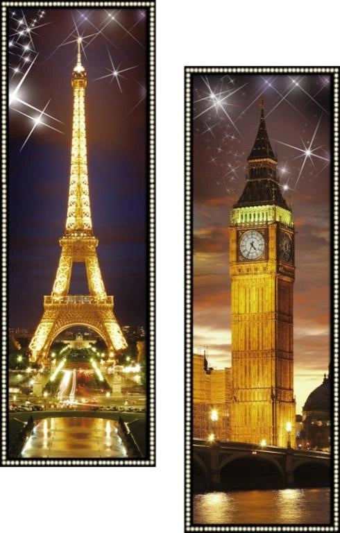 Quadro da Parete oleografico parigi londra con led 75 x 25 cm 2 Modelli