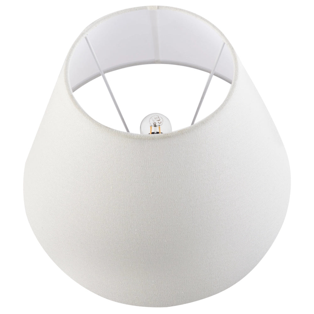 Lampada da tavolo Base in porcellana bianca e blu Paralume a campana in lino con patten floreale Illuminazione elegante