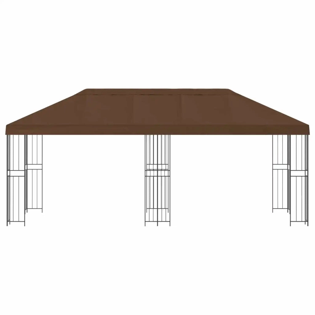 Gazebo con pareti laterali 6 x 3 m Marrone Poliestere e Acciaio 3375993