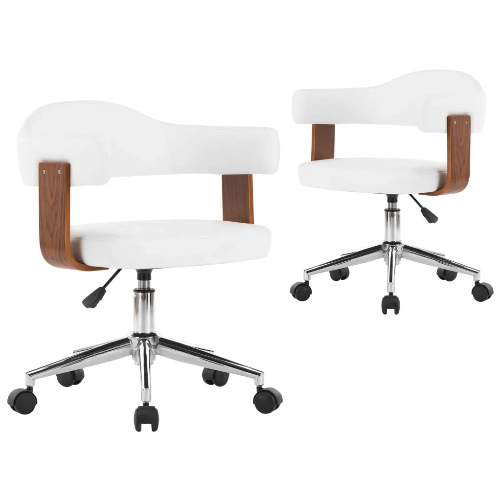 Sedie da Pranzo Girevoli 2 pz Bianche Legno Curvo e Similpelle cod mxl 13201