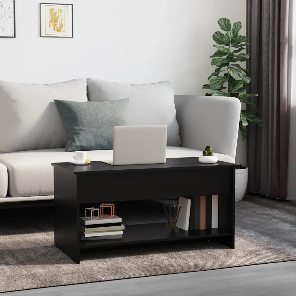 Tavolino da Salotto Nero 102x50x52,5 cm in Legno Multistrato 809648
